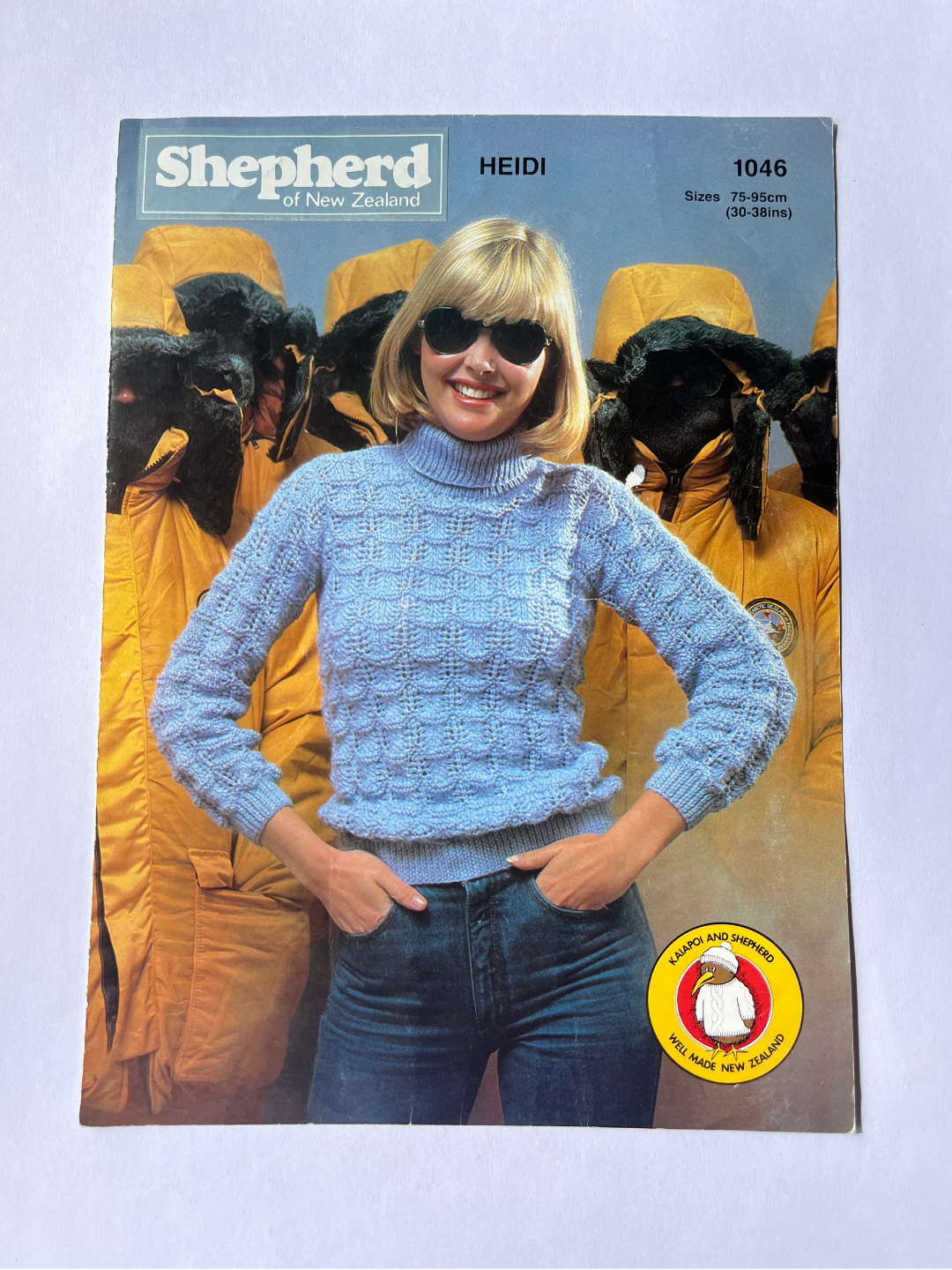 Vintage Shepherd of New Zealand Knitting Pattern 1046 'Heidi' - Textured Pullover, 30-38in