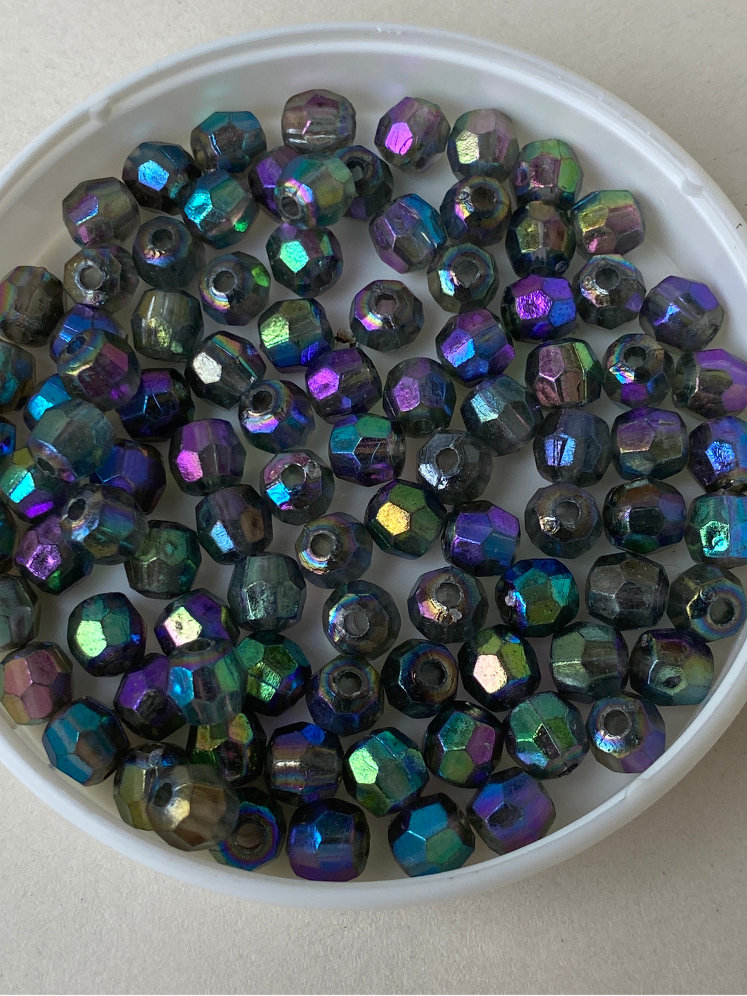 Dark Iridescent Faceted Beads for Jewellery Making – Pre-Loved