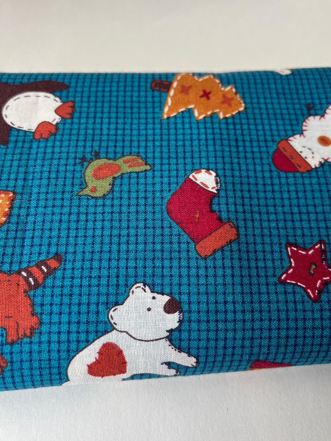 Vintage Christmas Animals Patchwork Quilt Fabric