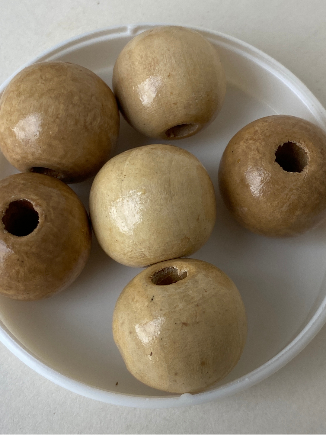 Beige & Brown Chunky Round Beads with Large Holes – Pre-Loved