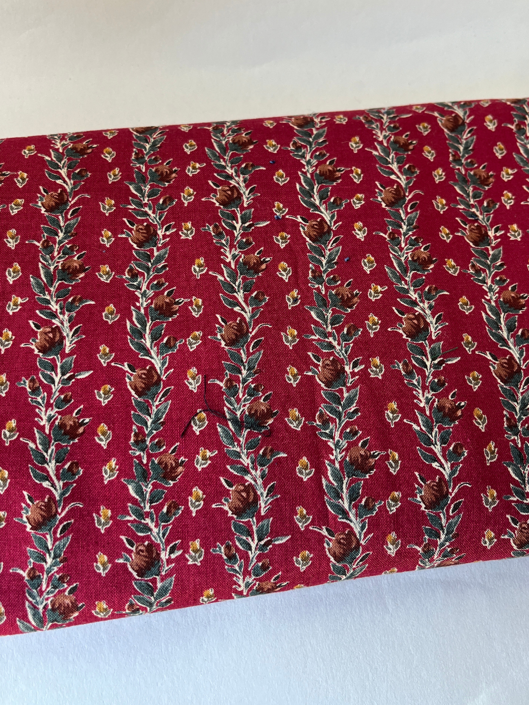 Red Floral Striped Patchwork Quilt Fabric
