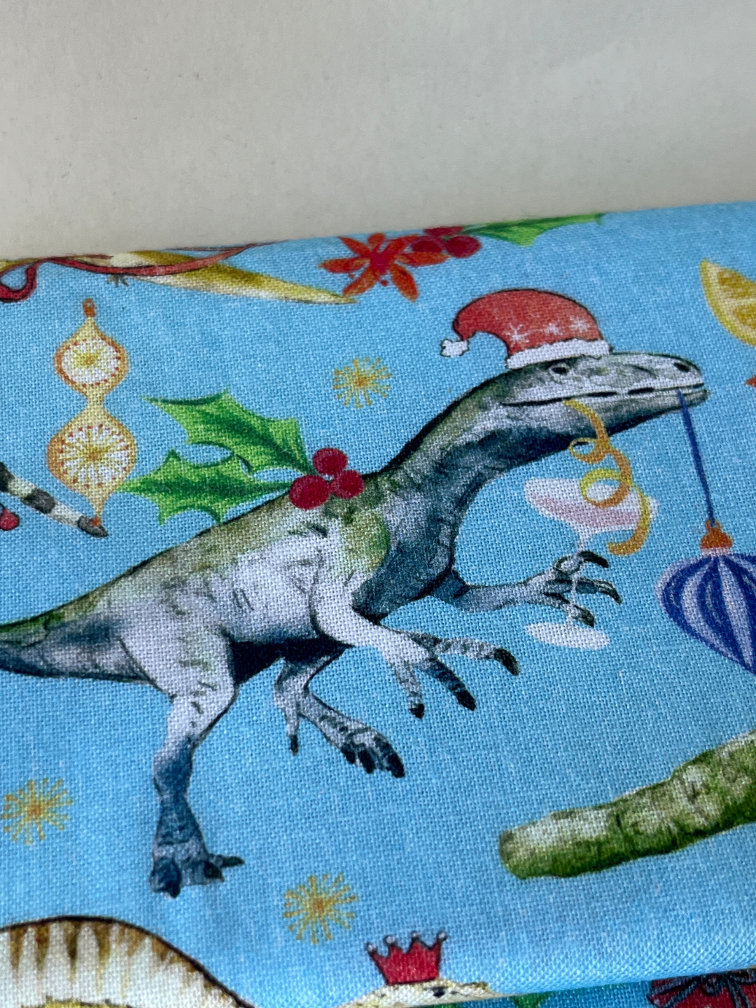 Christmas Dinosaurs Patchwork Quilt Fabric