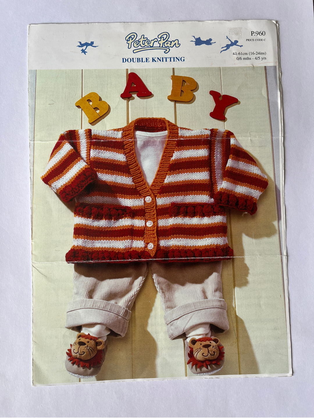 Vintage Peter Pan Knitting Pattern P.960 - Baby Hooded Cardigan with Bobbles, Double Knit, 0-5yrs