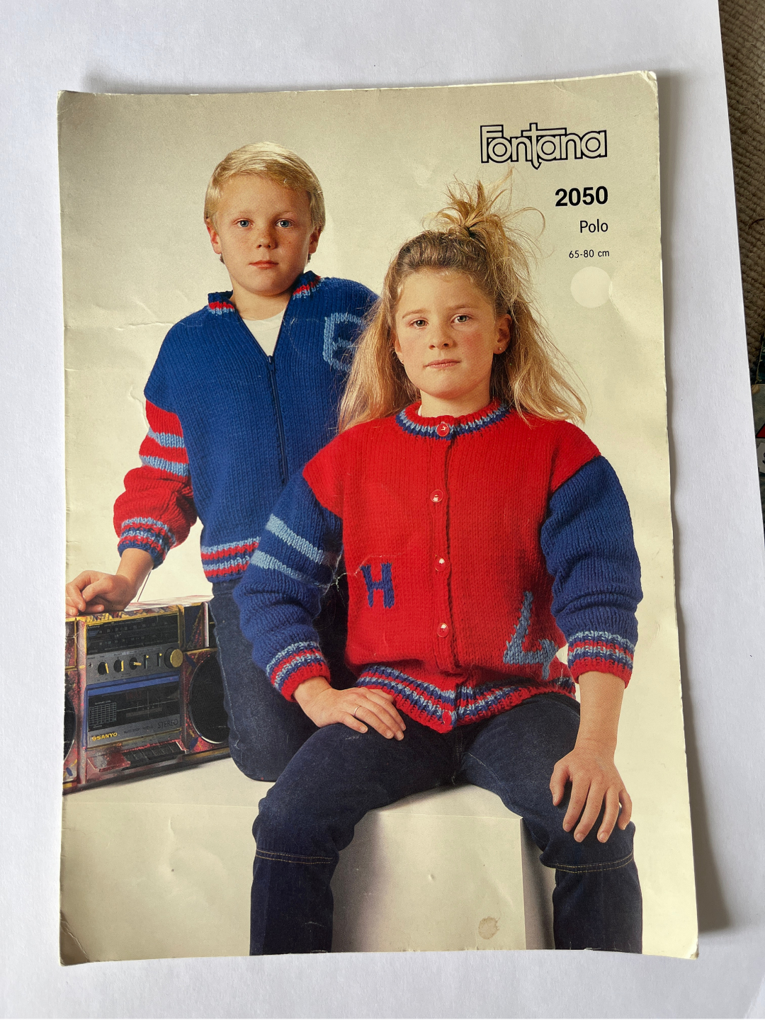 Vintage Fontana Knitting Pattern 2050 'Polo' - Kids' Sweater with Initial or Number Motif