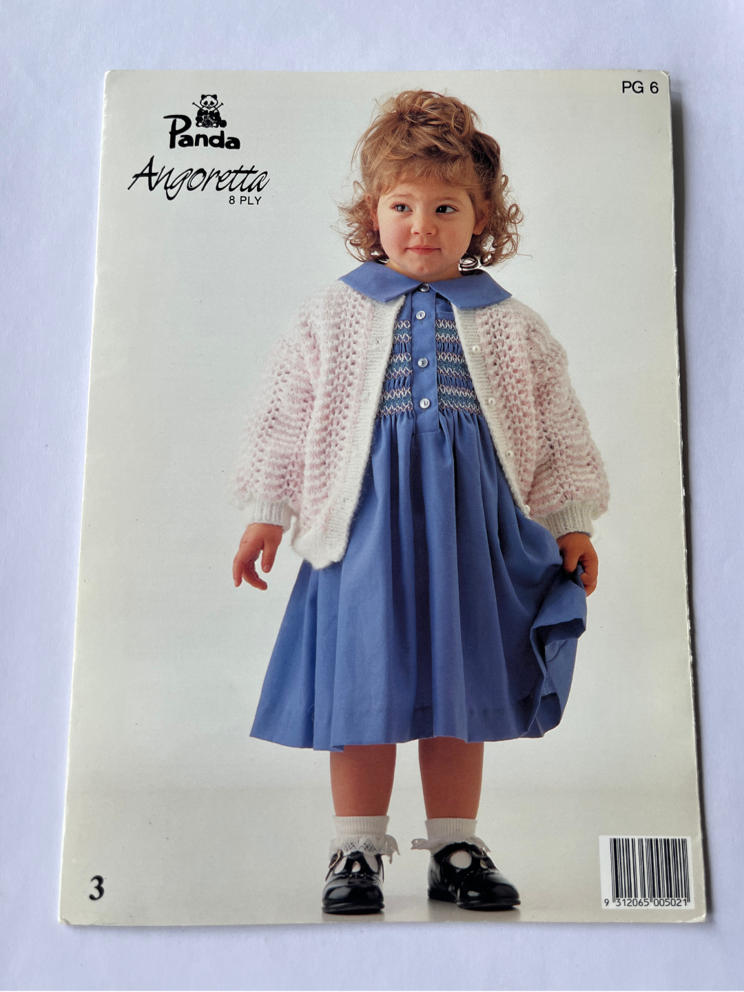 Vintage Panda Angorette Knitting Pattern PG6 - Kids' Cardigan, 8 Ply