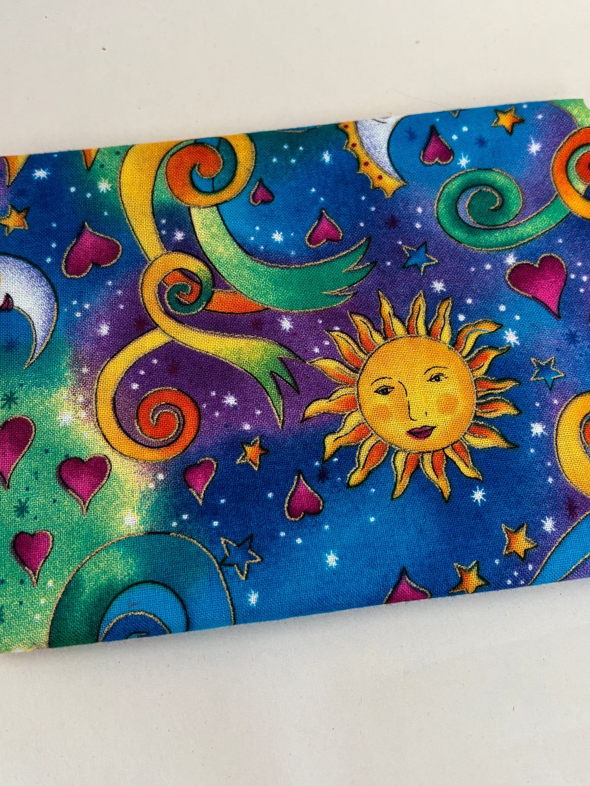Vintage 2000s Sun and Moon Patchwork Quilting Fabric